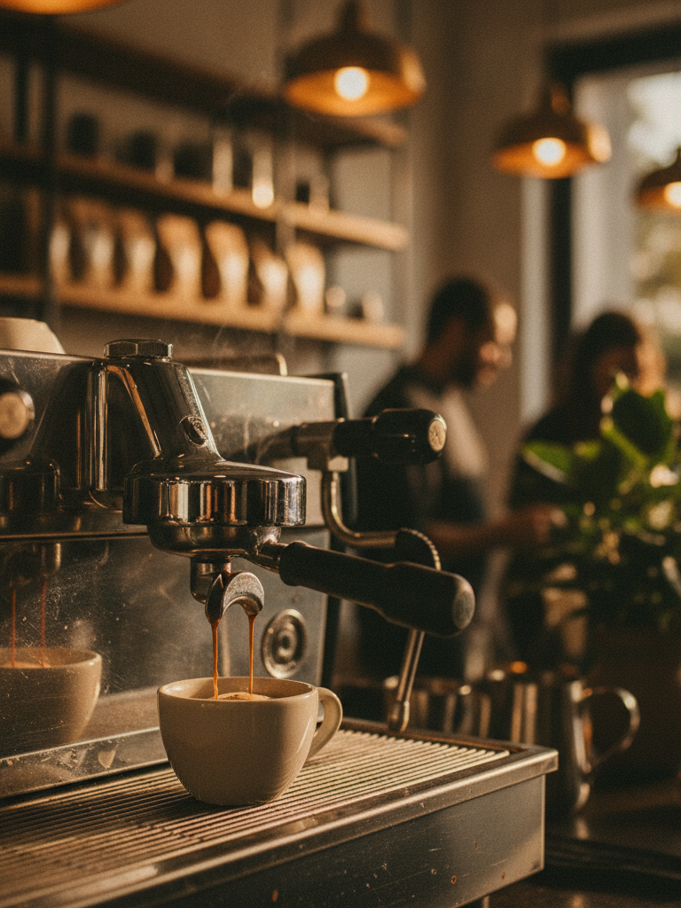 Preparo de cafe espresso