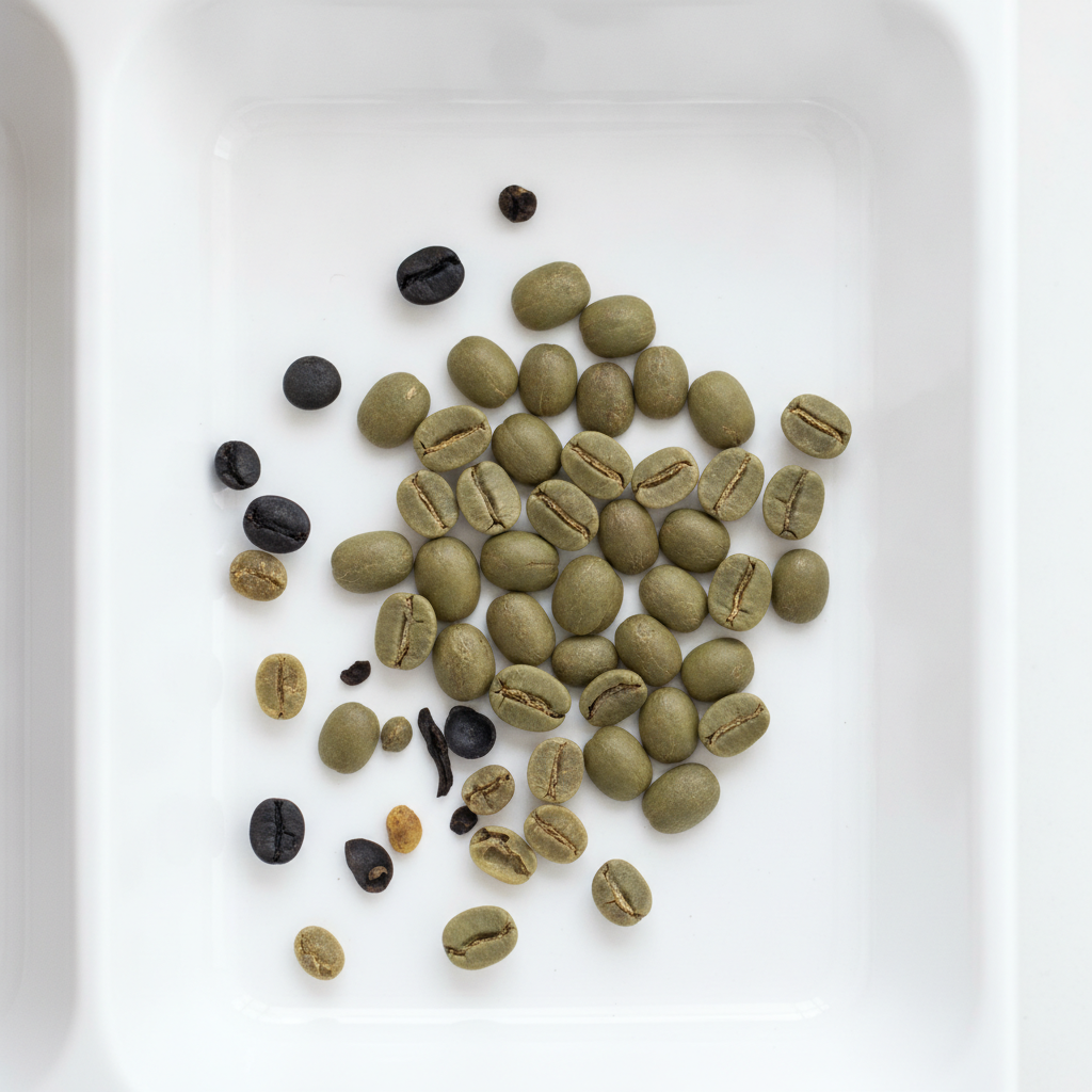 tabela visual dos defeitos do café com grãos preto verde ardido e brocado