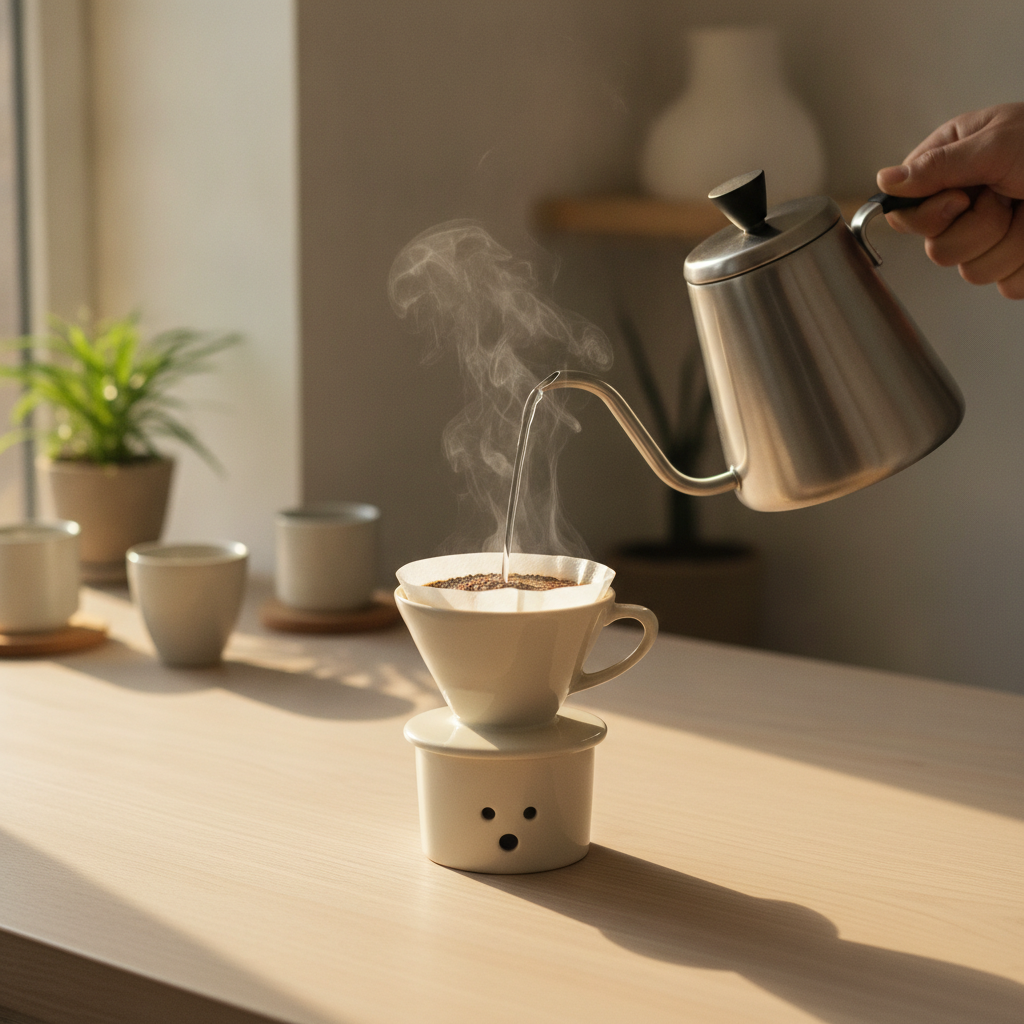 Coador Kalita Wave preparando cafe especial coado