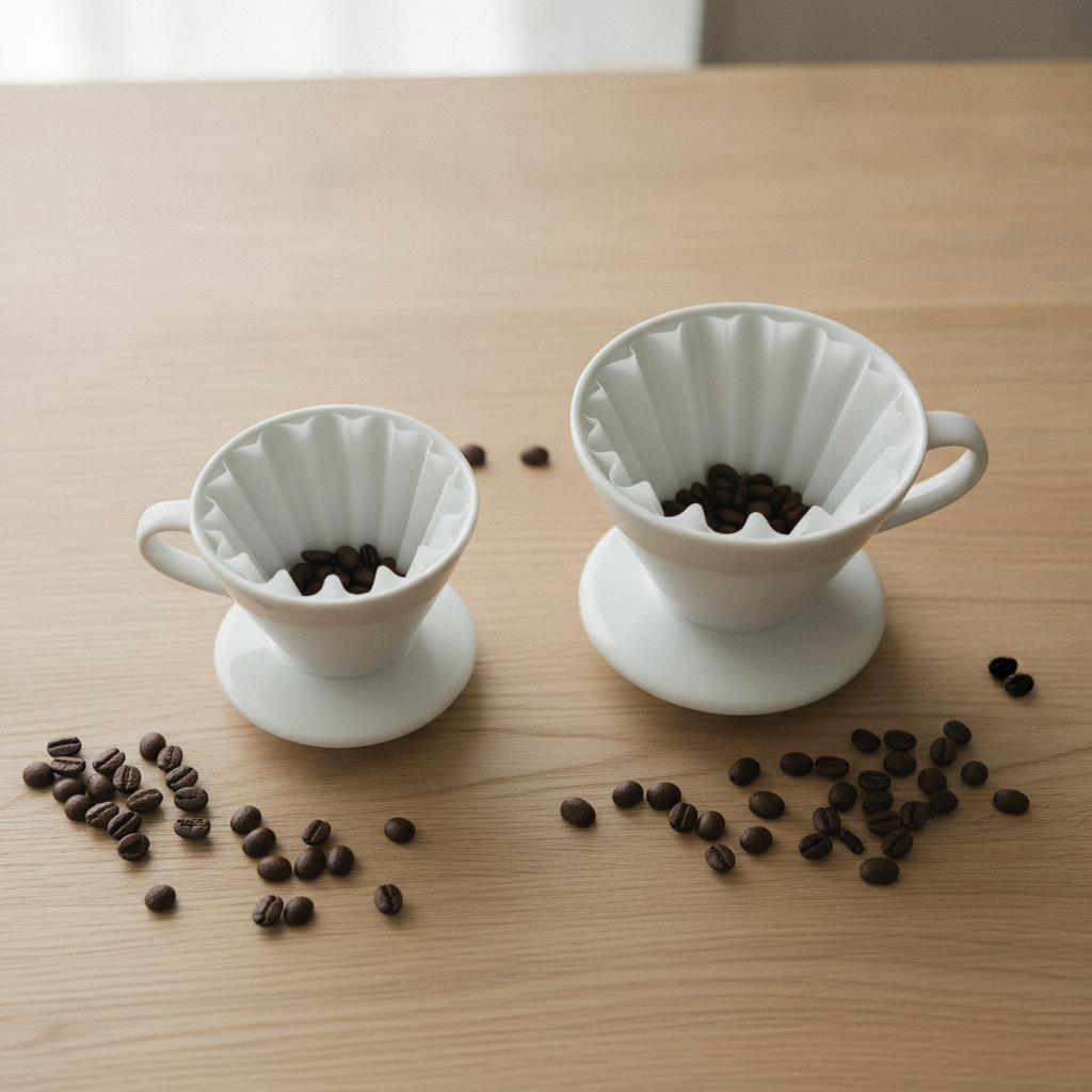 Kalita Wave 155 e 185 lado a lado com filtro ondulado